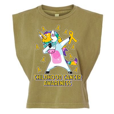 Childhood Cancer Awareness Dabbing Unicorn Garment-Dyed Women's Muscle Tee