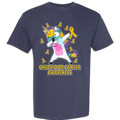 Childhood Cancer Awareness Dabbing Unicorn Garment-Dyed Heavyweight T-Shirt