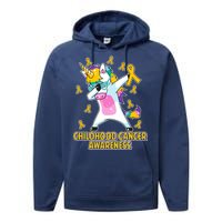 Childhood Cancer Awareness Dabbing Unicorn Performance Fleece Hoodie