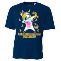 Childhood Cancer Awareness Dabbing Unicorn Cooling Performance Crew T-Shirt