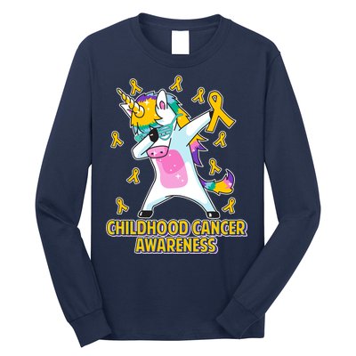 Childhood Cancer Awareness Dabbing Unicorn Long Sleeve Shirt