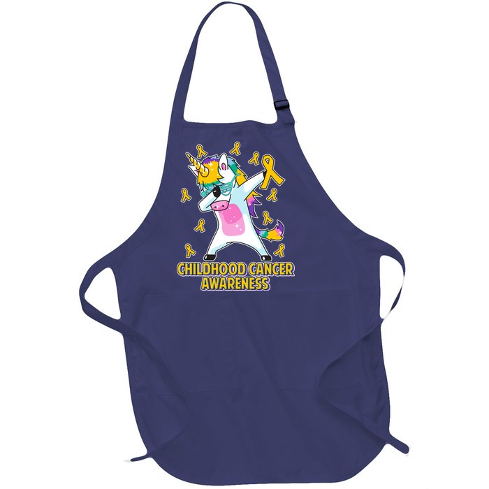 Childhood Cancer Awareness Dabbing Unicorn Full-Length Apron With Pockets