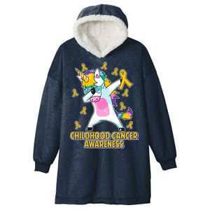 Childhood Cancer Awareness Dabbing Unicorn Hooded Wearable Blanket