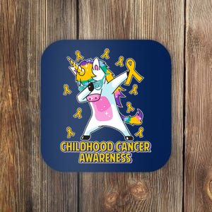 Childhood Cancer Awareness Dabbing Unicorn Coaster