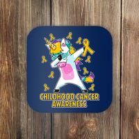 Childhood Cancer Awareness Dabbing Unicorn Coaster