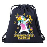 Childhood Cancer Awareness Dabbing Unicorn Drawstring Bag