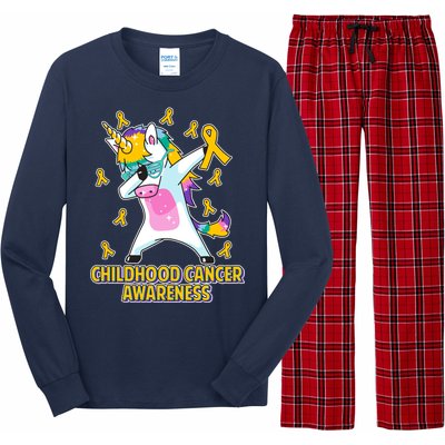 Childhood Cancer Awareness Dabbing Unicorn Long Sleeve Pajama Set