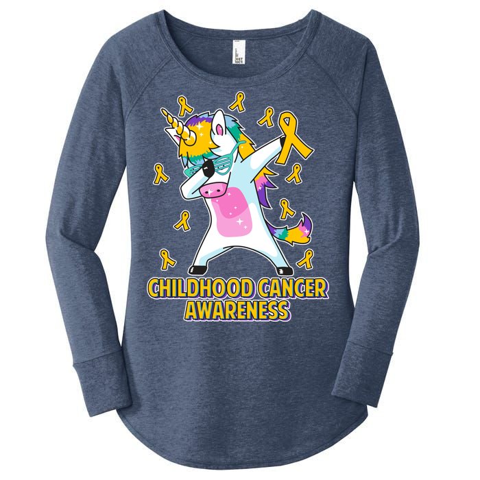 Childhood Cancer Awareness Dabbing Unicorn Women's Perfect Tri Tunic Long Sleeve Shirt