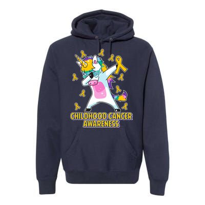 Childhood Cancer Awareness Dabbing Unicorn Premium Hoodie