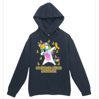 Childhood Cancer Awareness Dabbing Unicorn Urban Pullover Hoodie