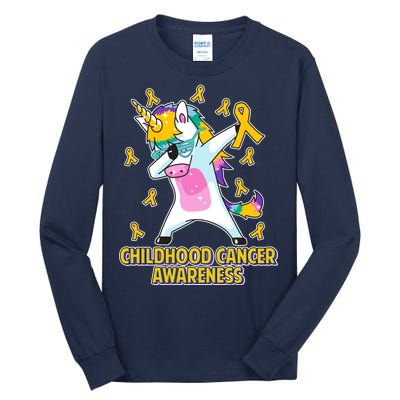 Childhood Cancer Awareness Dabbing Unicorn Tall Long Sleeve T-Shirt