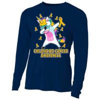 Childhood Cancer Awareness Dabbing Unicorn Cooling Performance Long Sleeve Crew