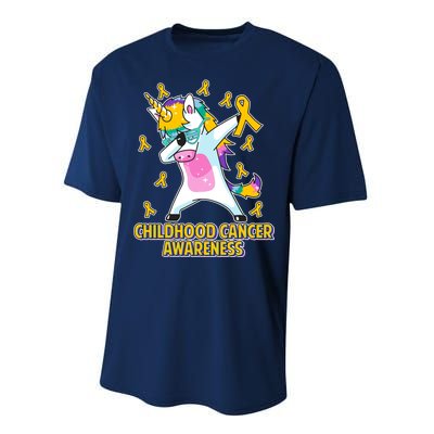 Childhood Cancer Awareness Dabbing Unicorn Performance Sprint T-Shirt