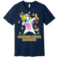 Childhood Cancer Awareness Dabbing Unicorn Premium T-Shirt