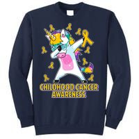 Childhood Cancer Awareness Dabbing Unicorn Tall Sweatshirt