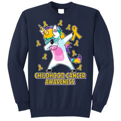 Childhood Cancer Awareness Dabbing Unicorn Tall Sweatshirt