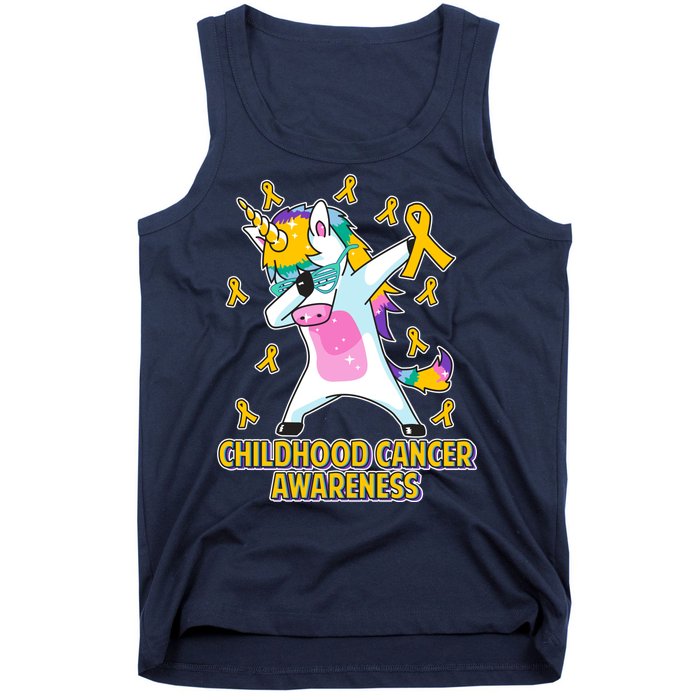 Childhood Cancer Awareness Dabbing Unicorn Tank Top