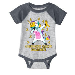 Childhood Cancer Awareness Dabbing Unicorn Infant Baby Jersey Bodysuit