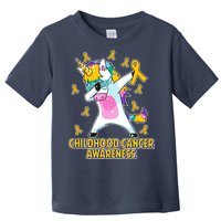 Childhood Cancer Awareness Dabbing Unicorn Toddler T-Shirt