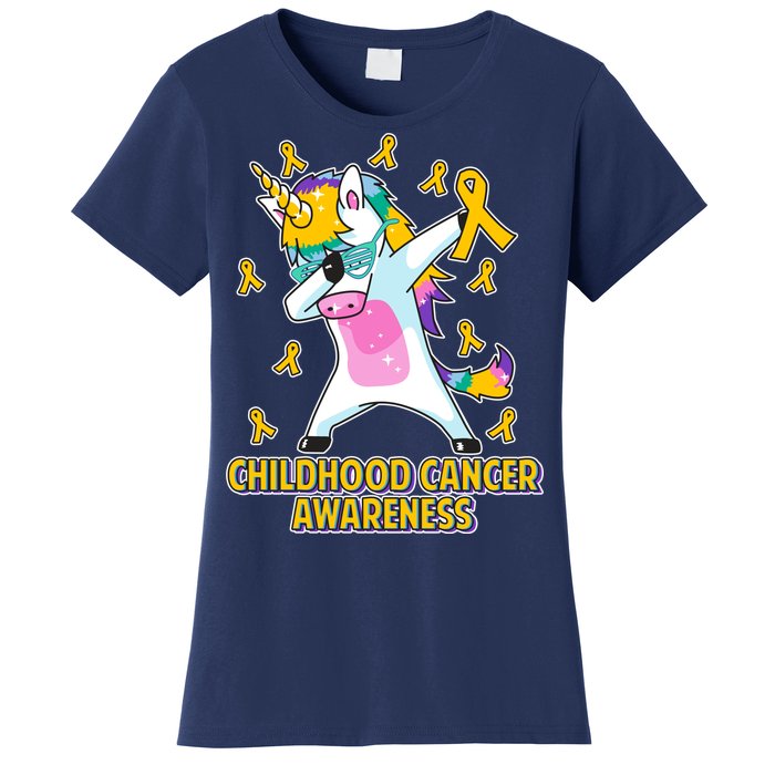 Childhood Cancer Awareness Dabbing Unicorn Women's T-Shirt