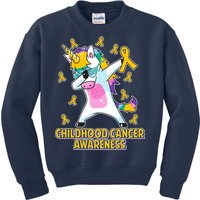 Childhood Cancer Awareness Dabbing Unicorn Kids Sweatshirt