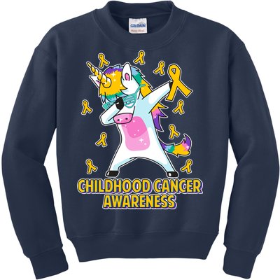 Childhood Cancer Awareness Dabbing Unicorn Kids Sweatshirt