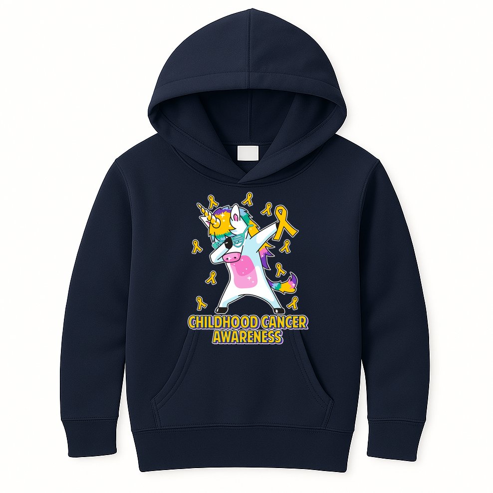 Childhood Cancer Awareness Dabbing Unicorn Kids Hoodie