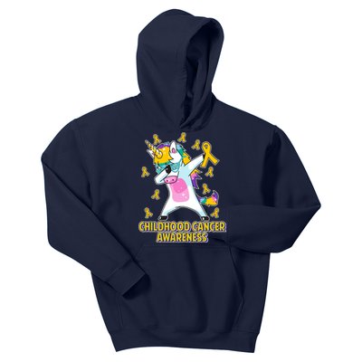 Childhood Cancer Awareness Dabbing Unicorn Kids Hoodie