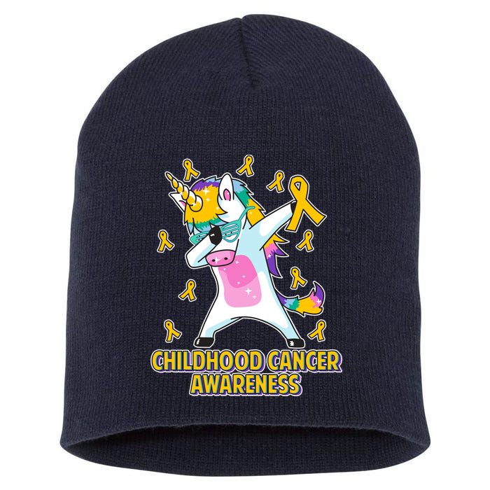 Childhood Cancer Awareness Dabbing Unicorn Short Acrylic Beanie