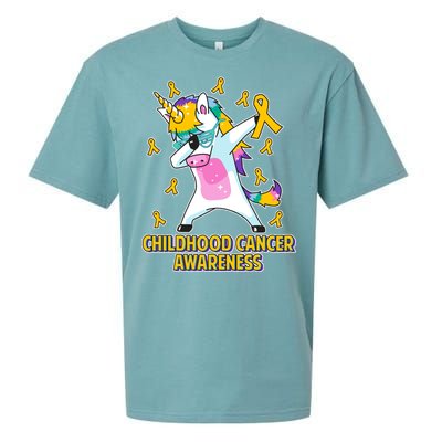 Childhood Cancer Awareness Dabbing Unicorn Sueded Cloud Jersey T-Shirt