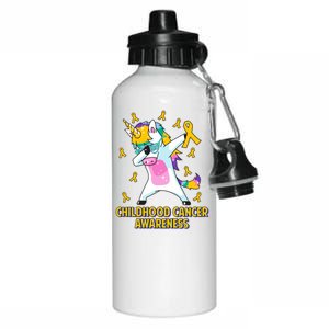 Childhood Cancer Awareness Dabbing Unicorn Aluminum Water Bottle