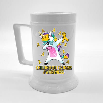 Childhood Cancer Awareness Dabbing Unicorn Beer Stein