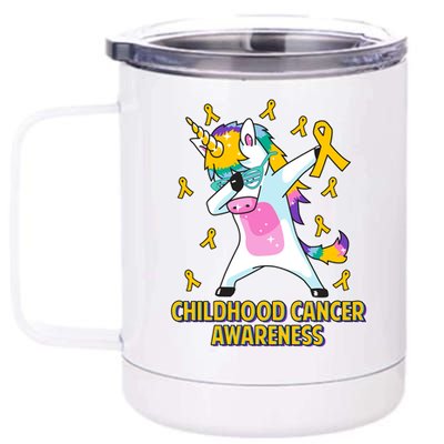 Childhood Cancer Awareness Dabbing Unicorn 12 oz Stainless Steel Tumbler Cup