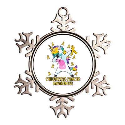 Childhood Cancer Awareness Dabbing Unicorn Metallic Star Ornament