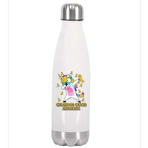 Childhood Cancer Awareness Dabbing Unicorn Stainless Steel Insulated Water Bottle