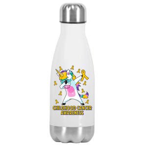 Childhood Cancer Awareness Dabbing Unicorn Stainless Steel Insulated Water Bottle