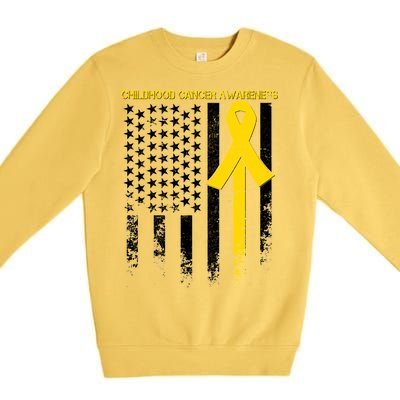 Childhood Cancer Awareness Flag Premium Crewneck Sweatshirt