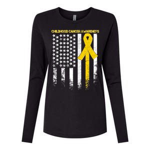 Childhood Cancer Awareness Flag Womens Cotton Relaxed Long Sleeve T-Shirt