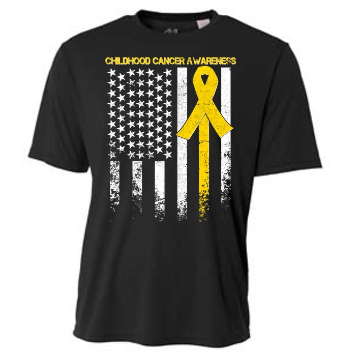 Childhood Cancer Awareness Flag Cooling Performance Crew T-Shirt