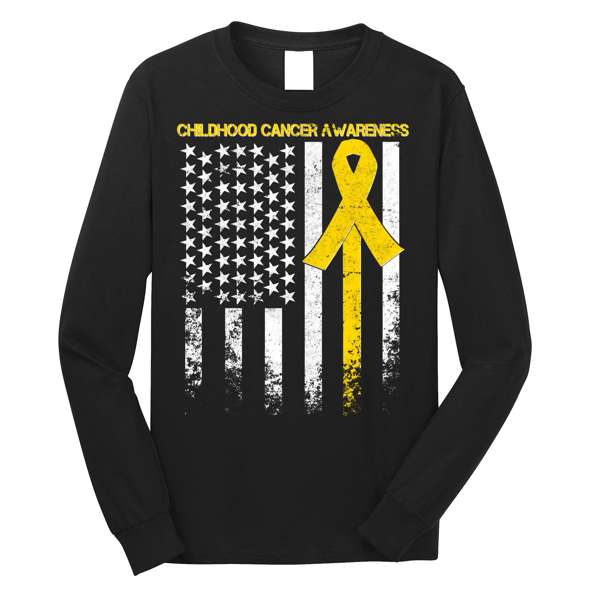 Childhood Cancer Awareness Flag Long Sleeve Shirt