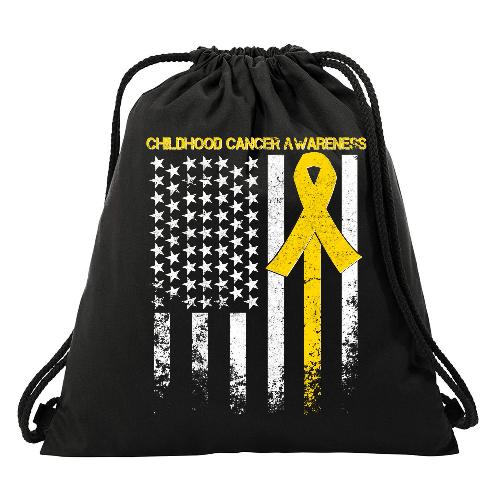 Childhood Cancer Awareness Flag Drawstring Bag