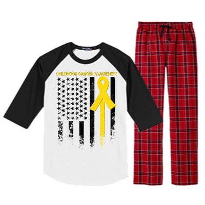 Childhood Cancer Awareness Flag Raglan Sleeve Pajama Set