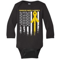 Childhood Cancer Awareness Flag Baby Long Sleeve Bodysuit