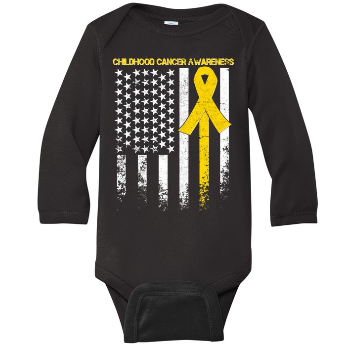 Childhood Cancer Awareness Flag Baby Long Sleeve Bodysuit