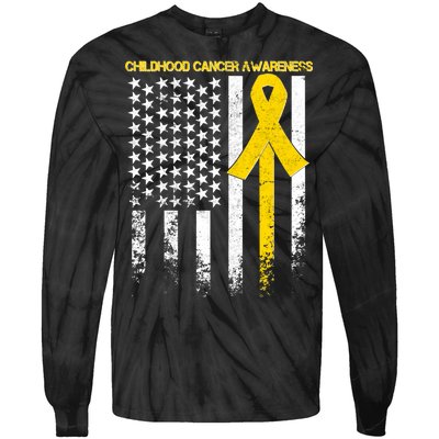 Childhood Cancer Awareness Flag Tie-Dye Long Sleeve Shirt