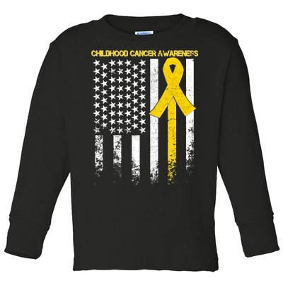 Childhood Cancer Awareness Flag Toddler Long Sleeve Shirt