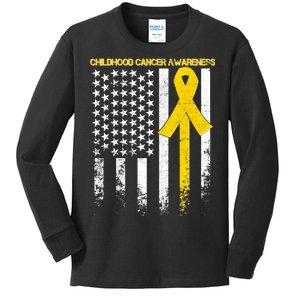 Childhood Cancer Awareness Flag Kids Long Sleeve Shirt