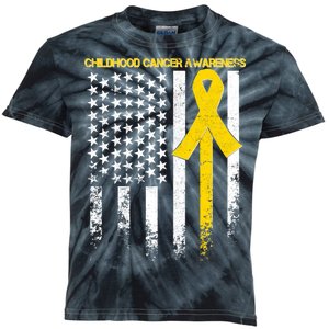 Childhood Cancer Awareness Flag Kids Tie-Dye T-Shirt