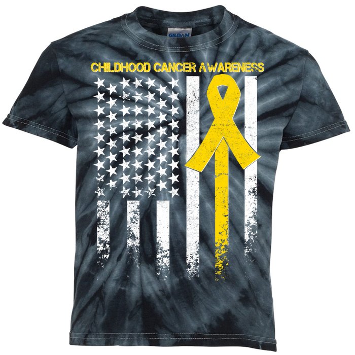 Childhood Cancer Awareness Flag Kids Tie-Dye T-Shirt