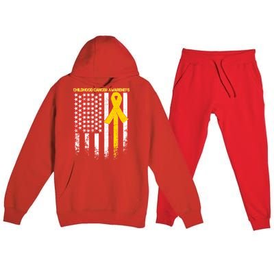 Childhood Cancer Awareness Flag Premium Hooded Sweatsuit Set